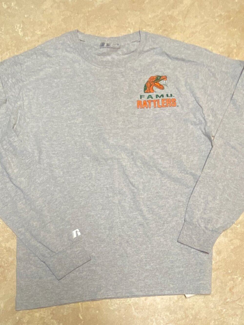 FLORIDA A&M FAMU Rattlers Football Long Sleeve T-Shirt Orange M 38-40 #96
